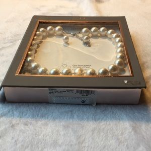 Believe & Brilliance Fine Silver Plated Simulated Pearl necklace & earring set